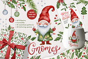 Watercolor Christmas Gnome Bundle, a Seasonal Illustration by Red Ink (Thumbnail 1 of 10)