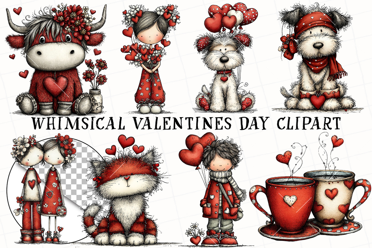 Whimsical Valentine's Day Clipart, an Illustration by OK Design (Photo 2 of 6)