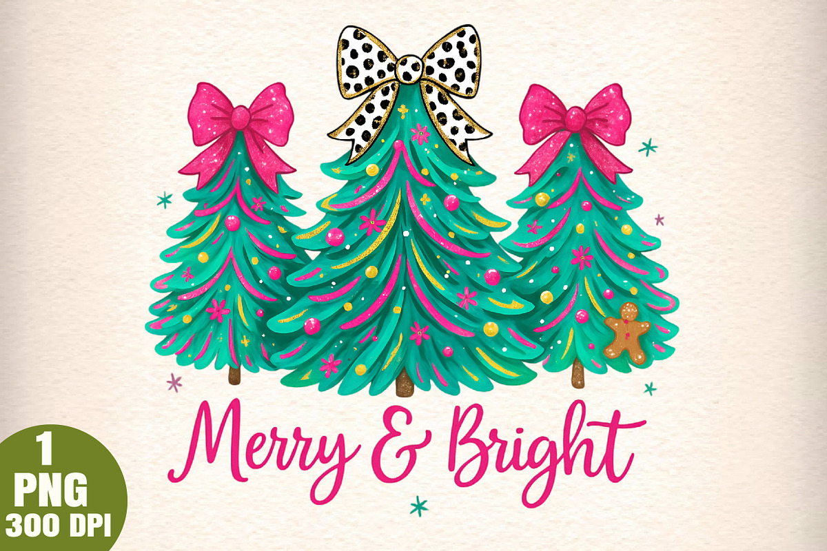 Merry and Bright Christmas Tree PNG, an Illustration by Daily.Designs (Photo 1 of 5)