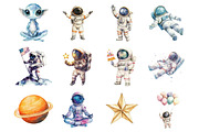 Watercolor Uter Space Clipart, a Seasonal Illustration by Design Market (Thumbnail 3 of 4)