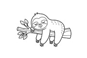 Cute Sloth Line Art Bundle, an Illustration by musafir_fashion (Thumbnail 47 of 51)