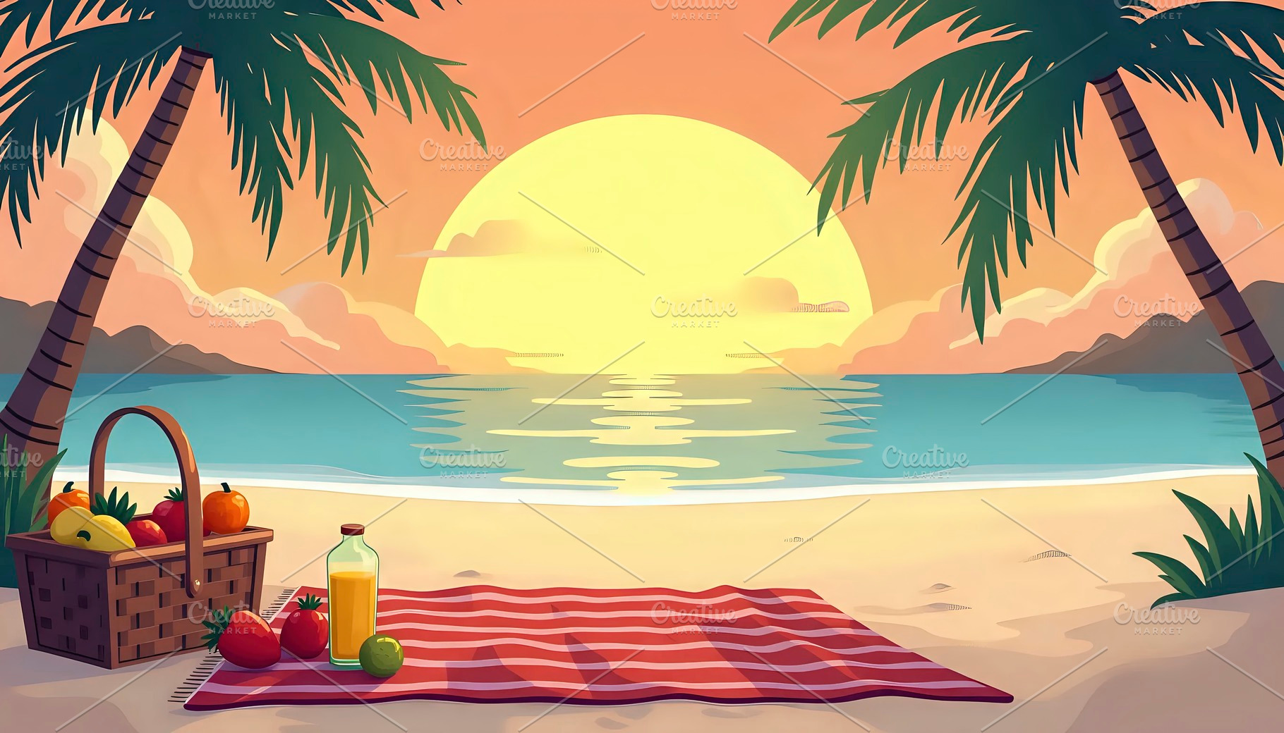 Sunset Picnic On A Quiet Tropical Is, a Photo by LOGOCREATIVE