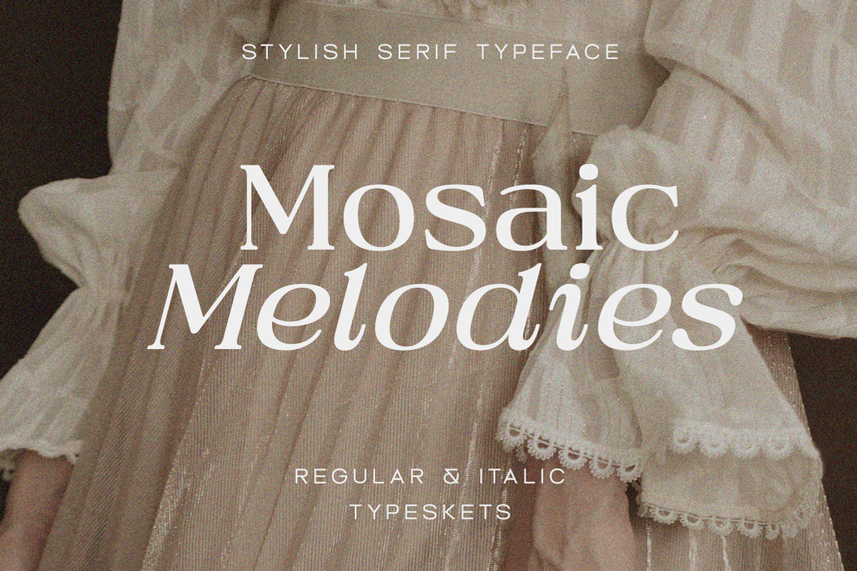 Mosaic Melodies - Stylish Serif, a Serif Font by Typeskets (Photo 1 of 11)