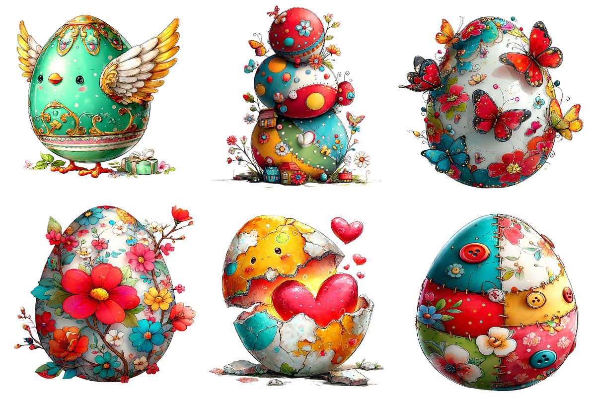 whimsical easter egg clipart, an Illustration by CreationArt (Photo 6 of 6)