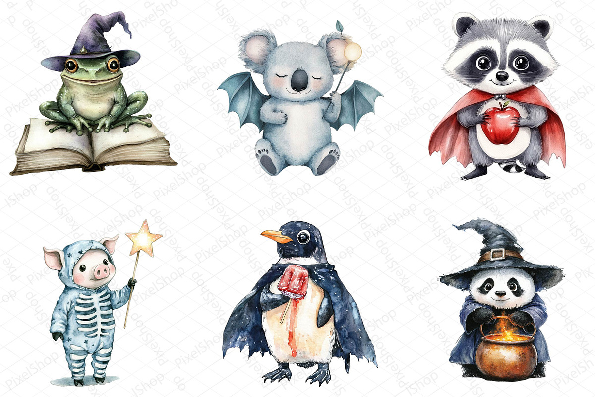 Watercolor Halloween Animals Clipart, an Illustration by DreamPrint404 (Photo 5 of 5)