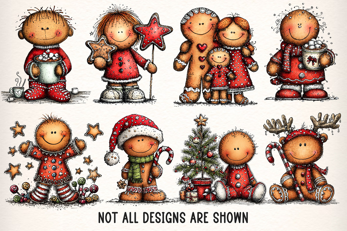 Whimsical Gingerbread Man Clipart, an Illustration by Dream Creation (Photo 2 of 7)