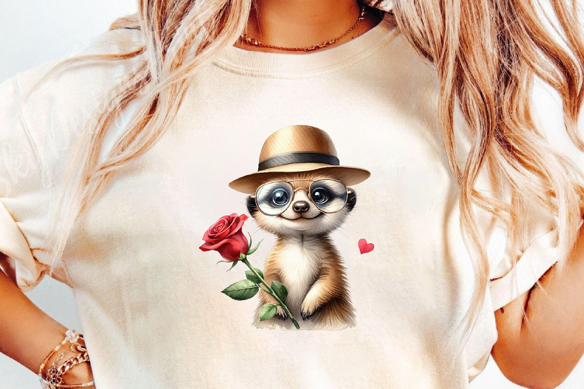 Watercolor Valentine Day Meerkat, an Illustration by DreamCafeArt (Photo 6 of 6)