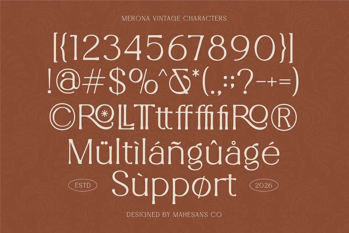 Merona – Vintage Display Typeface, a Serif Font by Mahesans Co (Photo 10 of 10)