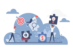 Teamwork collaboration cloud puzzle, a Person Illustration by Lemberg Vector