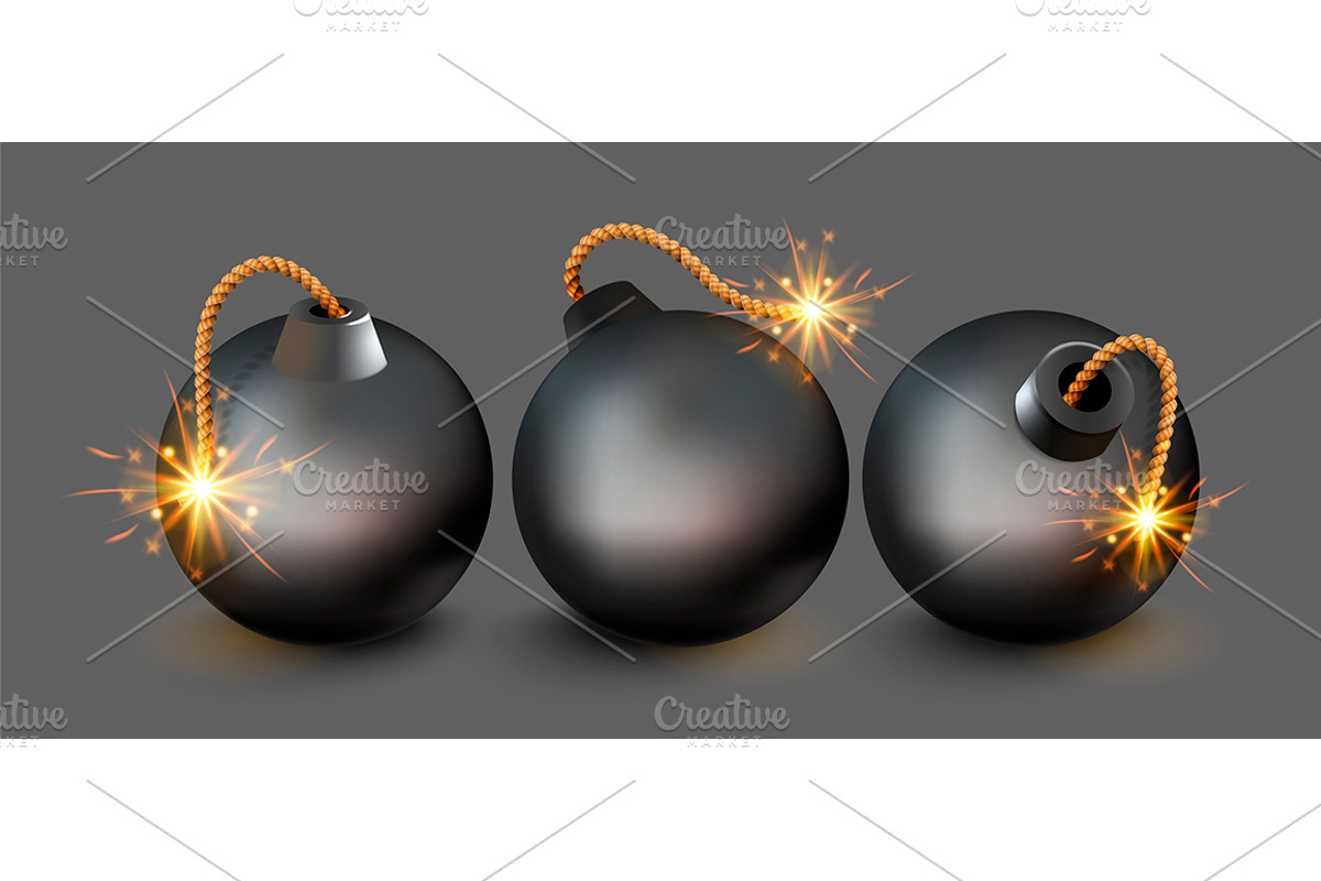 Realistic 3d Bomb Explosion Set., an Object Graphic by Bigmouse_art