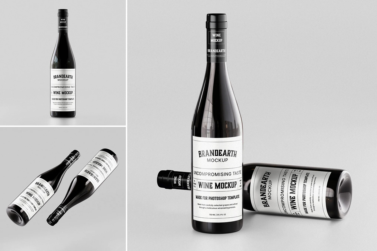 Wine Bottle Mockup, a Packaging Mockup by Brand Earth (Photo 1 of 4)