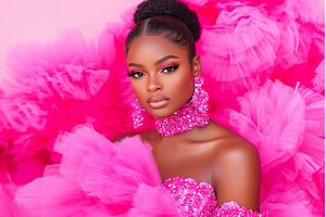 African woman in vibrant pink tulle, a Beauty & Fashion Photo by Lermont51