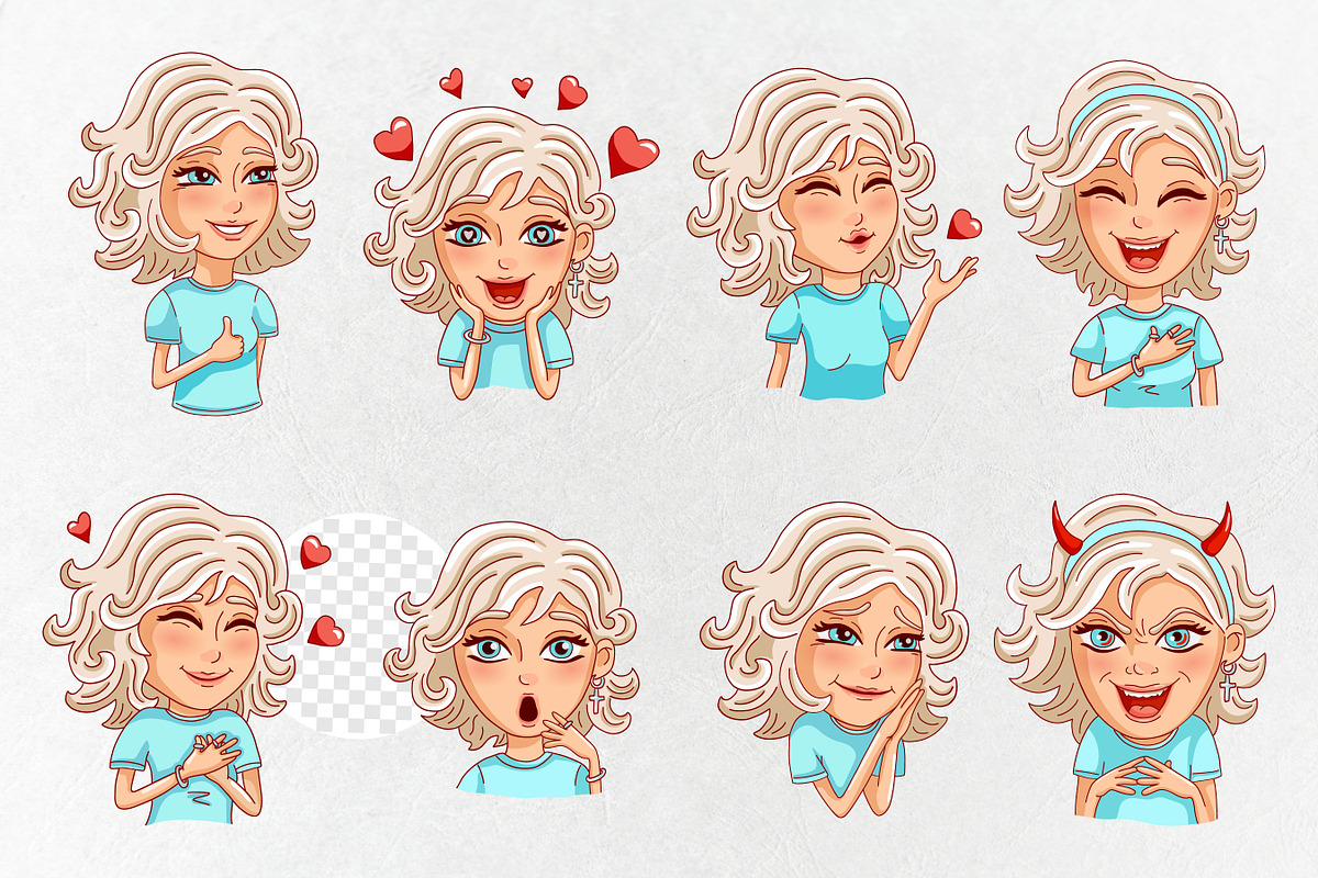 Blond girl  emotions. Avatar. Vector, a Person Illustration by VaraNa Art (Photo 3 of 7)