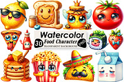 Watercolor Food Character Clipart, an Illustration by Black Bird Studio (Thumbnail 1 of 6)