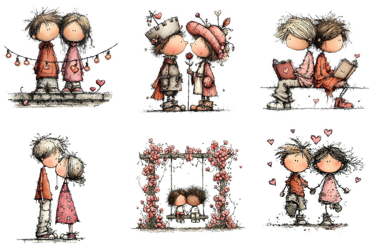 Whimsical Valentines Day Couple, an Illustration by DreamArtGraphic (Photo 4 of 4)