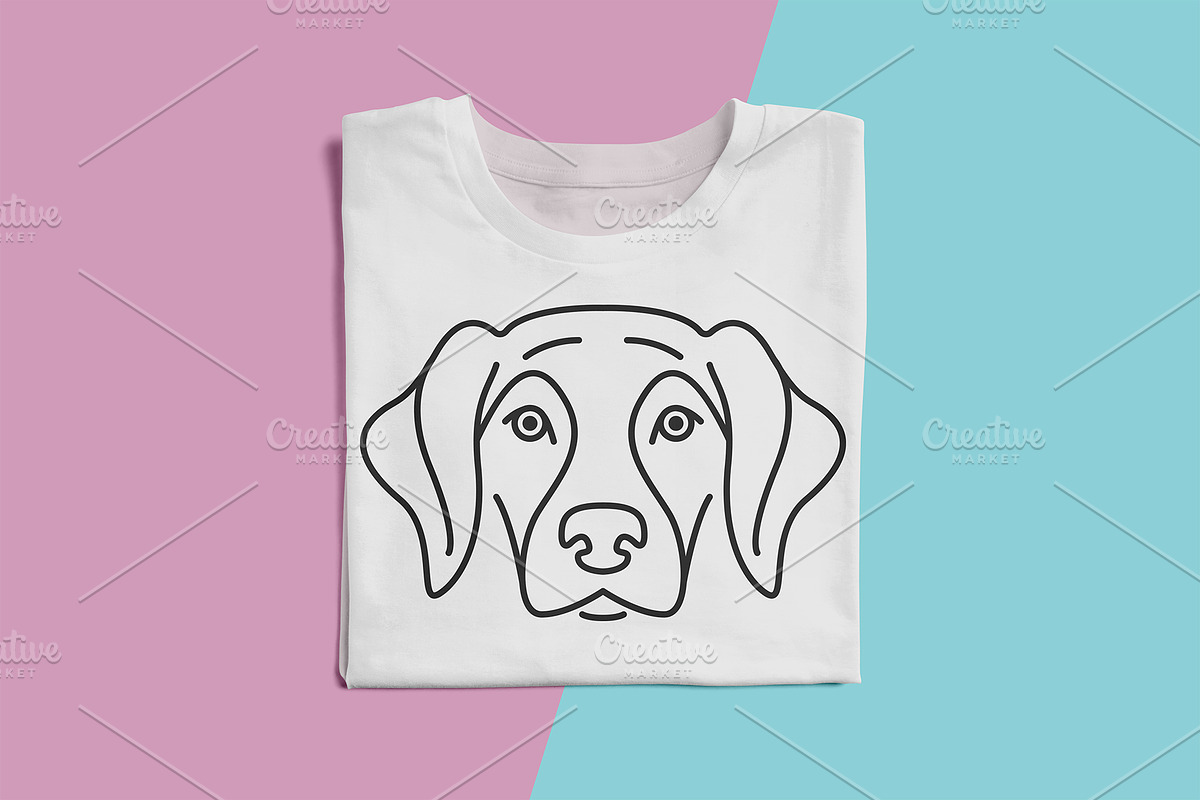 Dog portraits simple line set, an Illustration by pet design shop (Photo 5 of 9)
