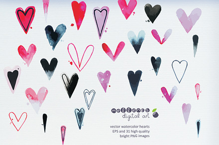 watercolor hearts clip art