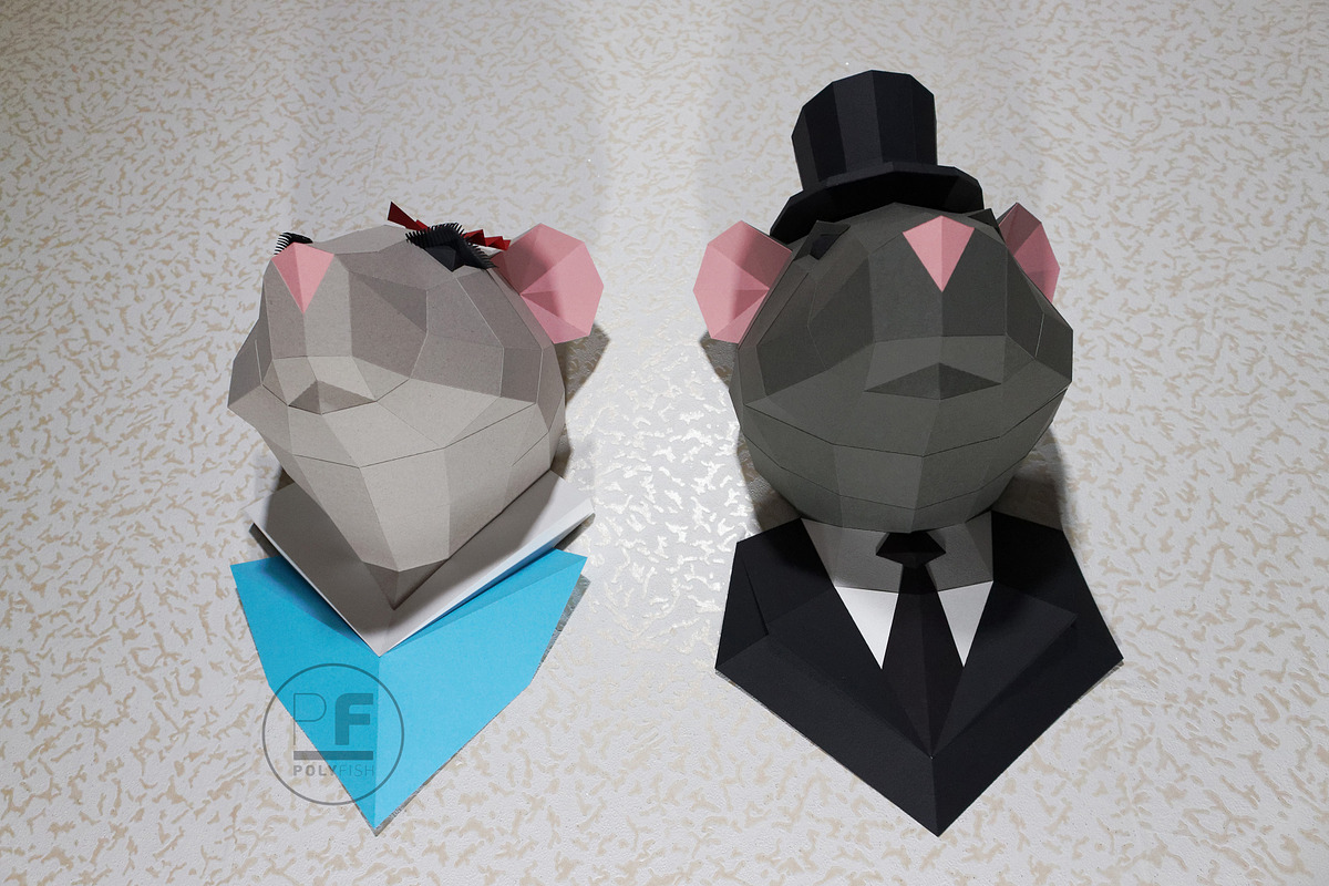 DIY Paper Rat 3D model template, a Templates & Theme by PolyFish