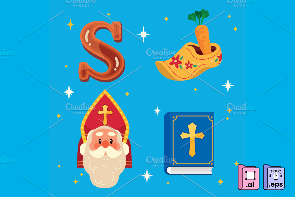Hand Drawn Sinterklaas Elements, an Object Graphic by MISS CHATZ (Photo 1 of 3)