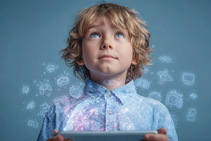 Young Boy Dreaming of Technology Glo, a Photo by Pixeness Studio