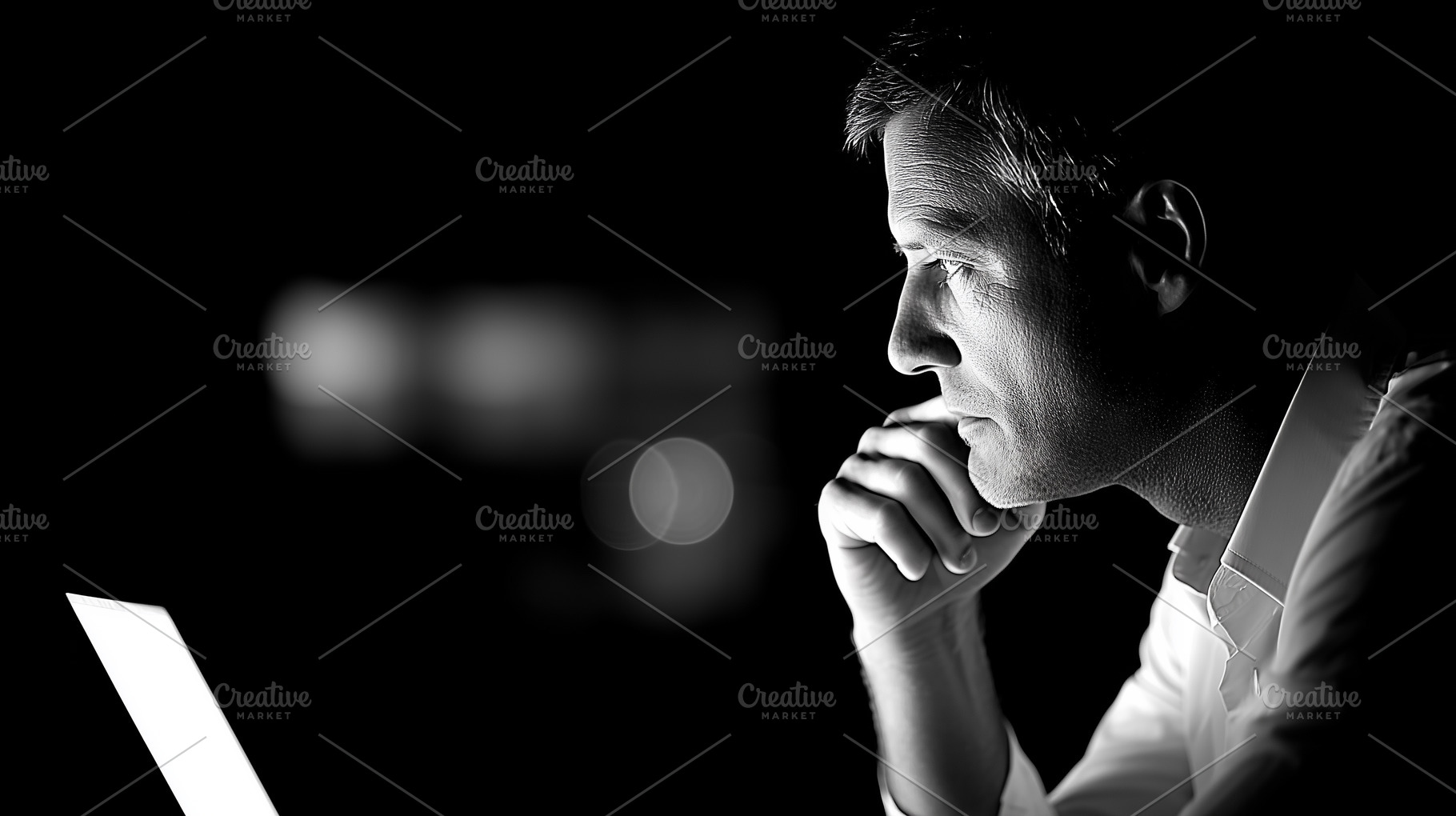 Black and white side profile of man, a Business Photo by MistyDay