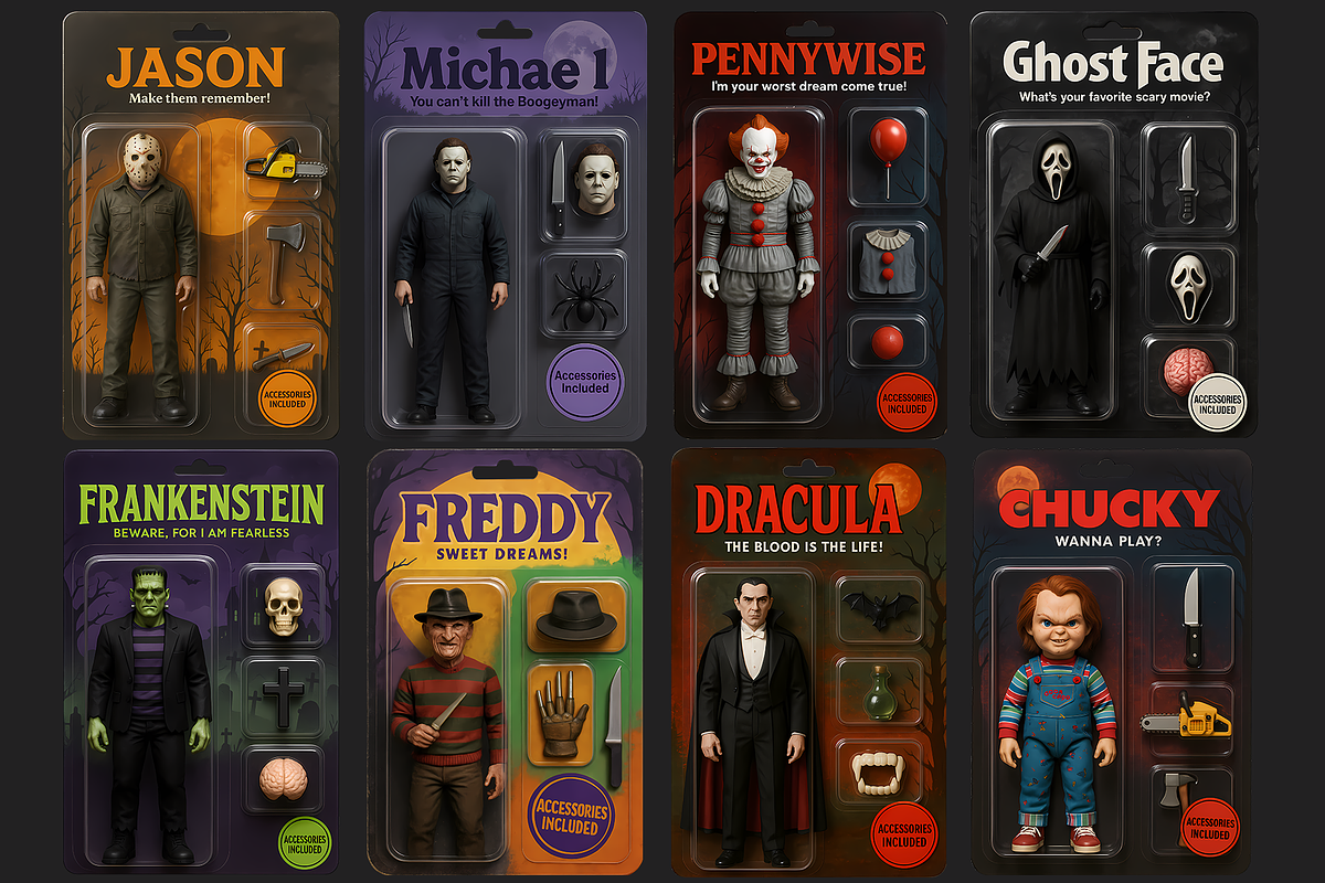 Halloween Action Figures Bundle PNG, an Object Graphic by Nina Shaw (Photo 7 of 18)