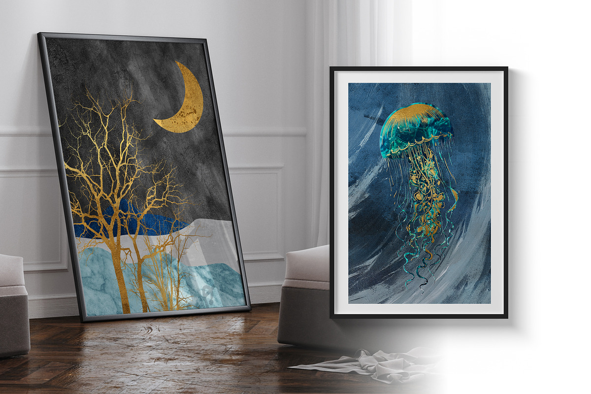 Modern golden landscape print poster, a Decorative Illustration by Muzi pear studio (Photo 5 of 10)
