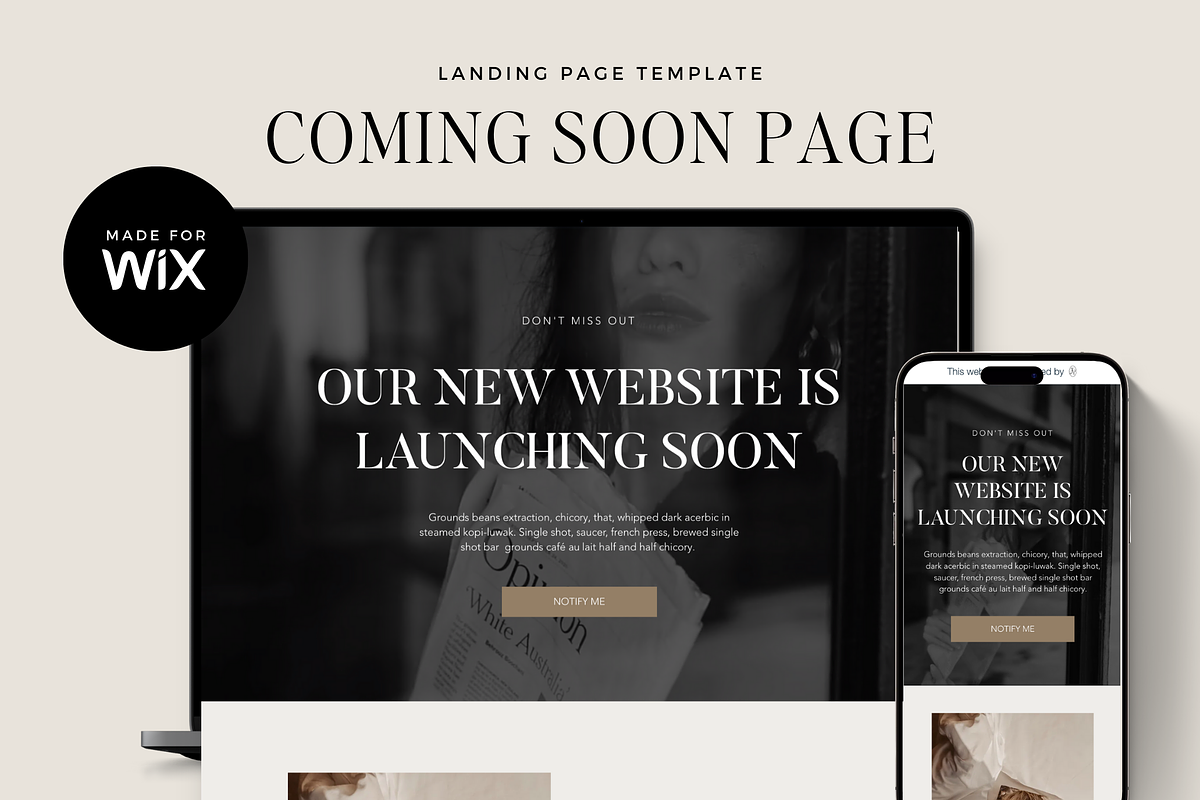 Wix Coming Soon Page Template, a Wix Template by Ton Rêve Design Studio (Photo 1 of 4)