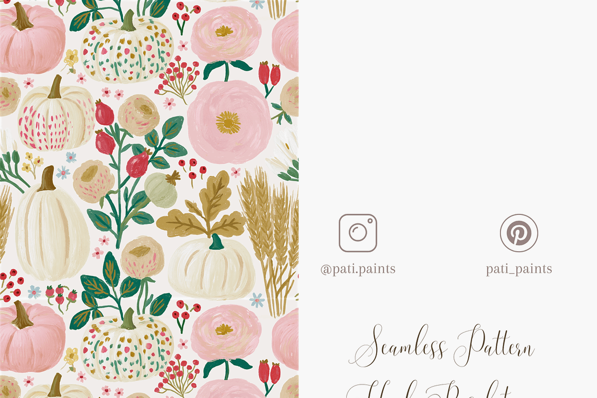 Pumpkin and Floral Seamless Pattern, a Pattern Graphic by Pati Charm Studio (Photo 5 of 6)