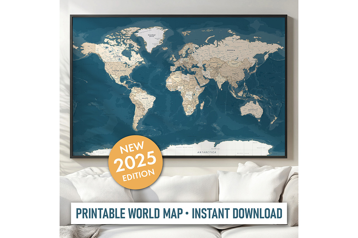 Vector World Map - Large&Detailed, an Illustration by PorcuPen Works (Photo 6 of 7)