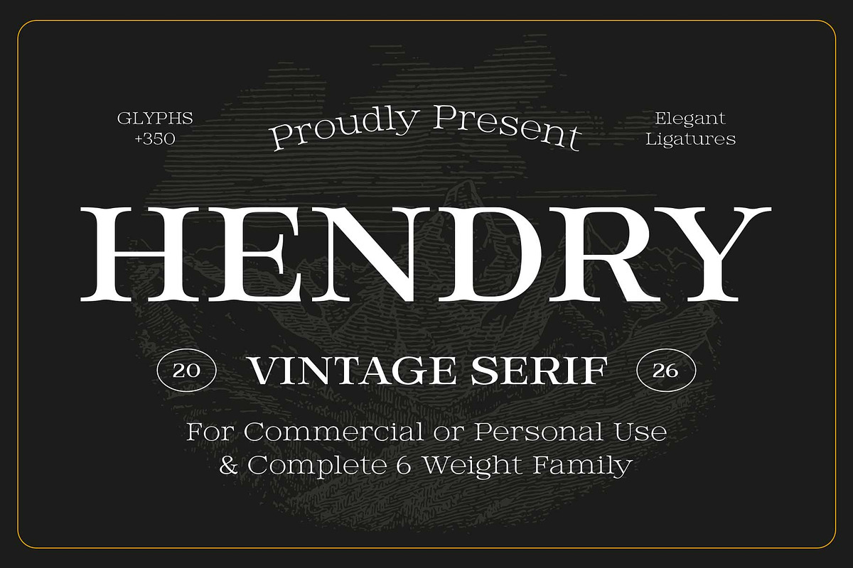 Hendry - Vintage Serif Family, a Serif Font by Novitype (Photo 1 of 12)