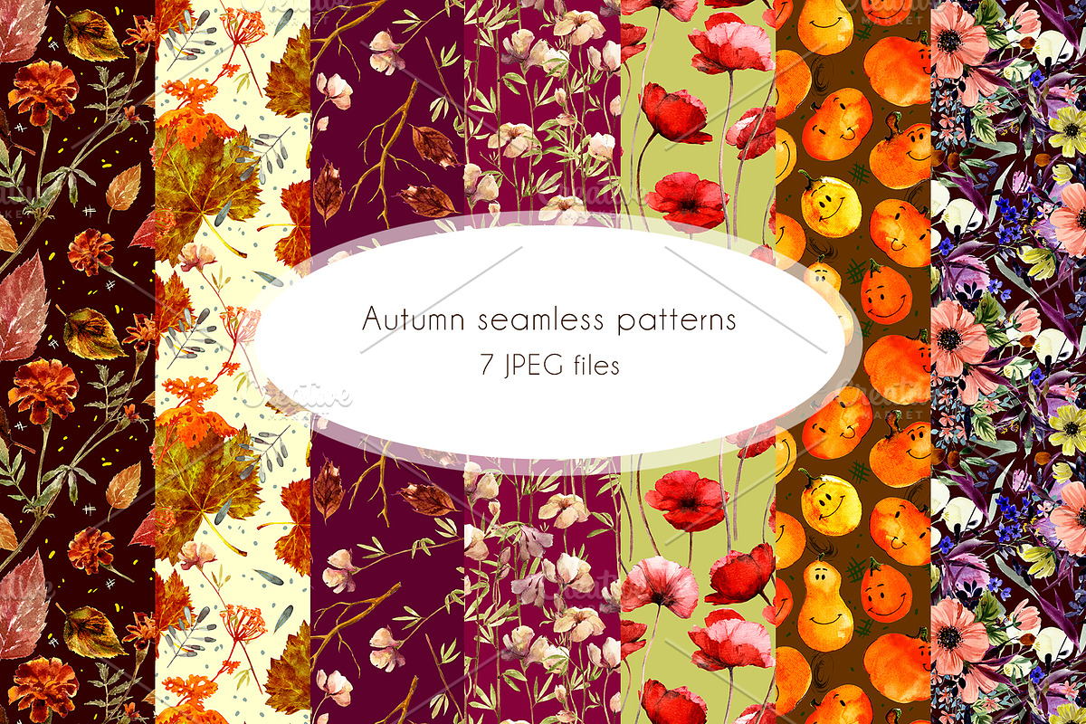 Autumn seamless patterns, a Pattern Graphic by Nadiia Hanina (Photo 1 of 4)