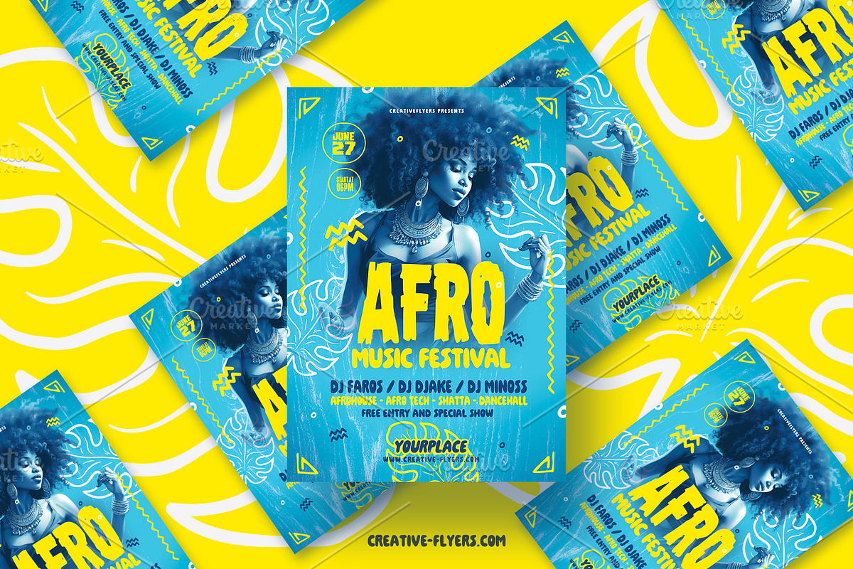 Afro Party Flyer Template, a Print Template by Rome B Creation (Photo 2 of 2)