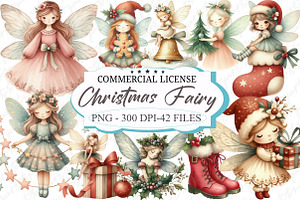 Fantasy Christmas Fairy Clipart, an Illustration by designcity5