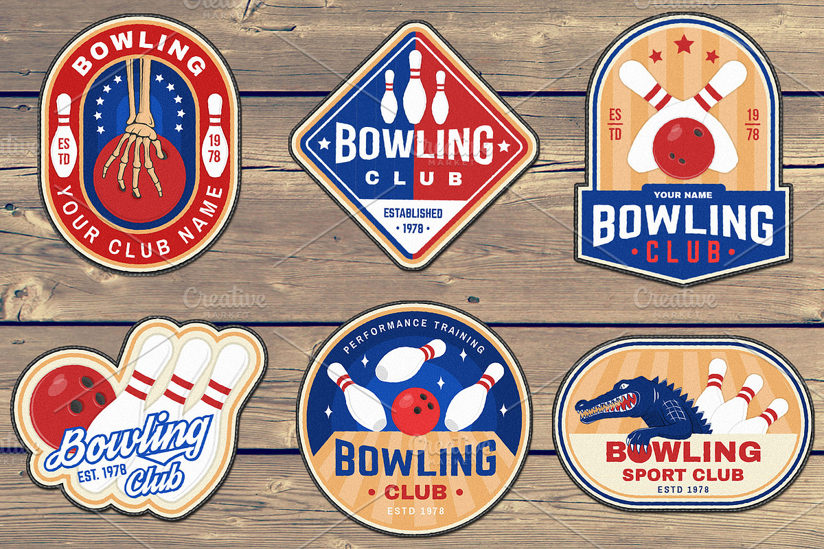 Bowling 12 patches/logos/badges, a Branding & Logo Template by sivVector (Photo 4 of 5)