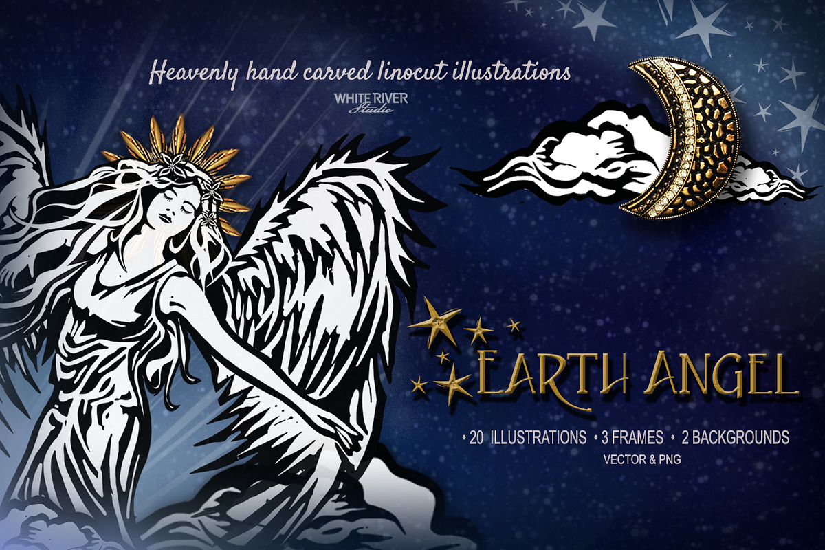 Earth Angel Linocuts, an Illustration by WhiteRiverStudio (Photo 1 of 5)