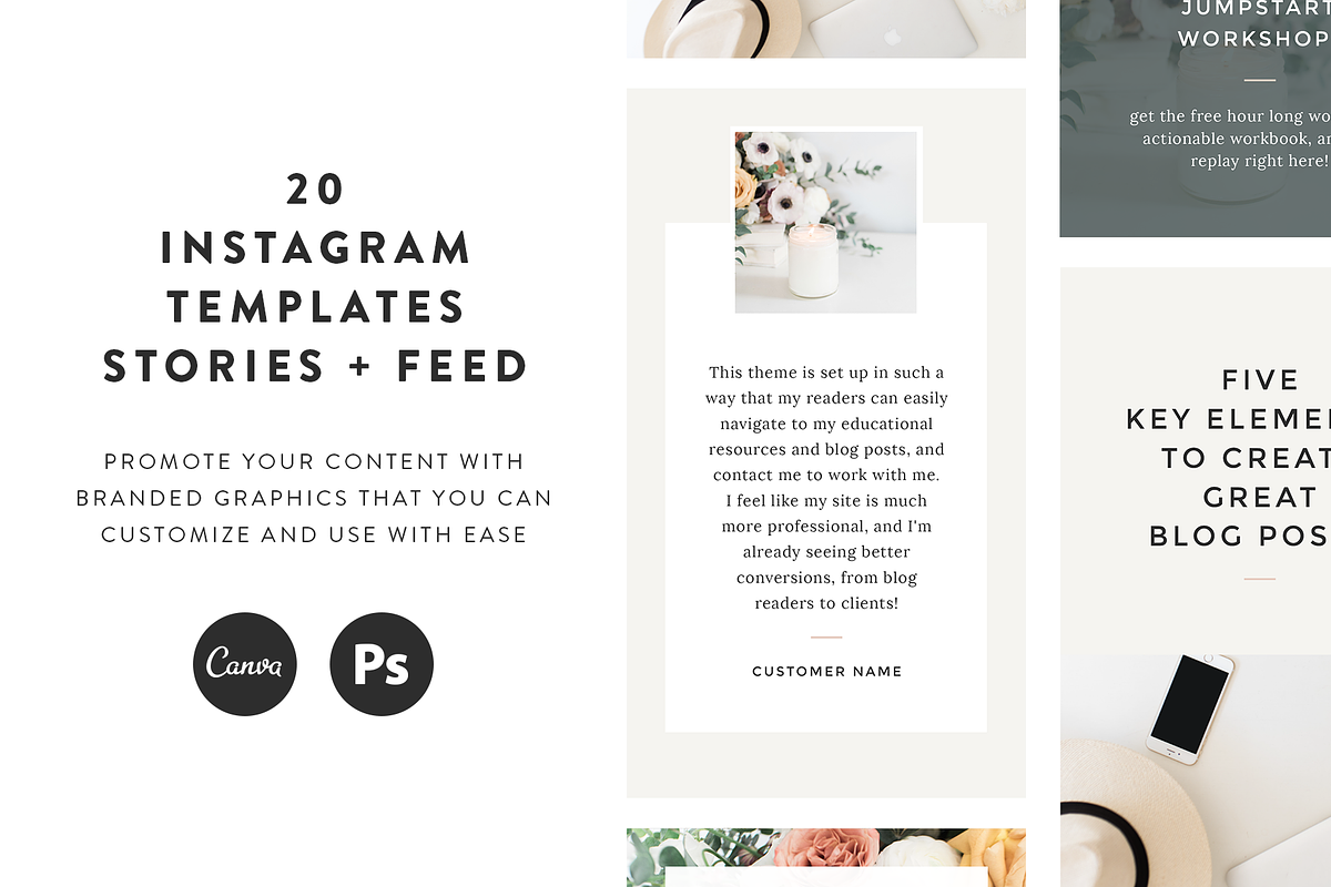 Bloom Instagram Templates, a Social Media Template by Coded Creative (Photo 1 of 5)