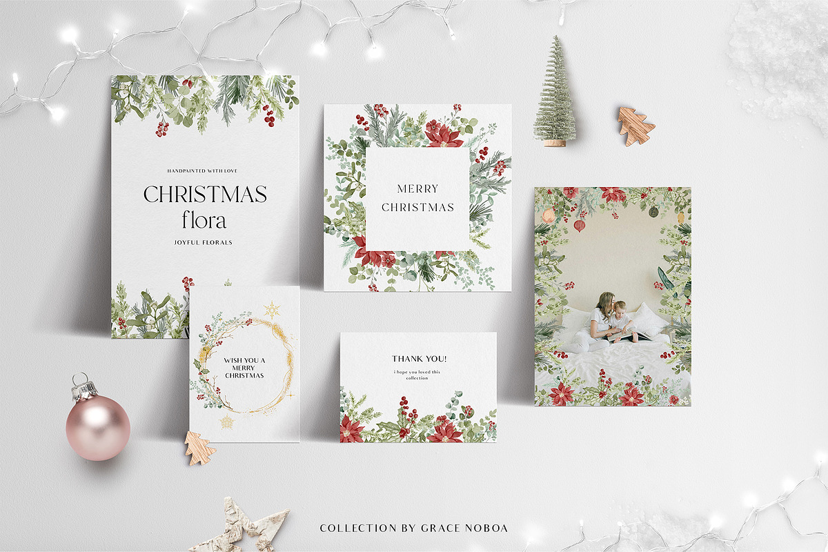 Christmas Floral watercolor graphics, a Decorative Illustration by Grace Noboa Illustrations (Photo 10 of 15)