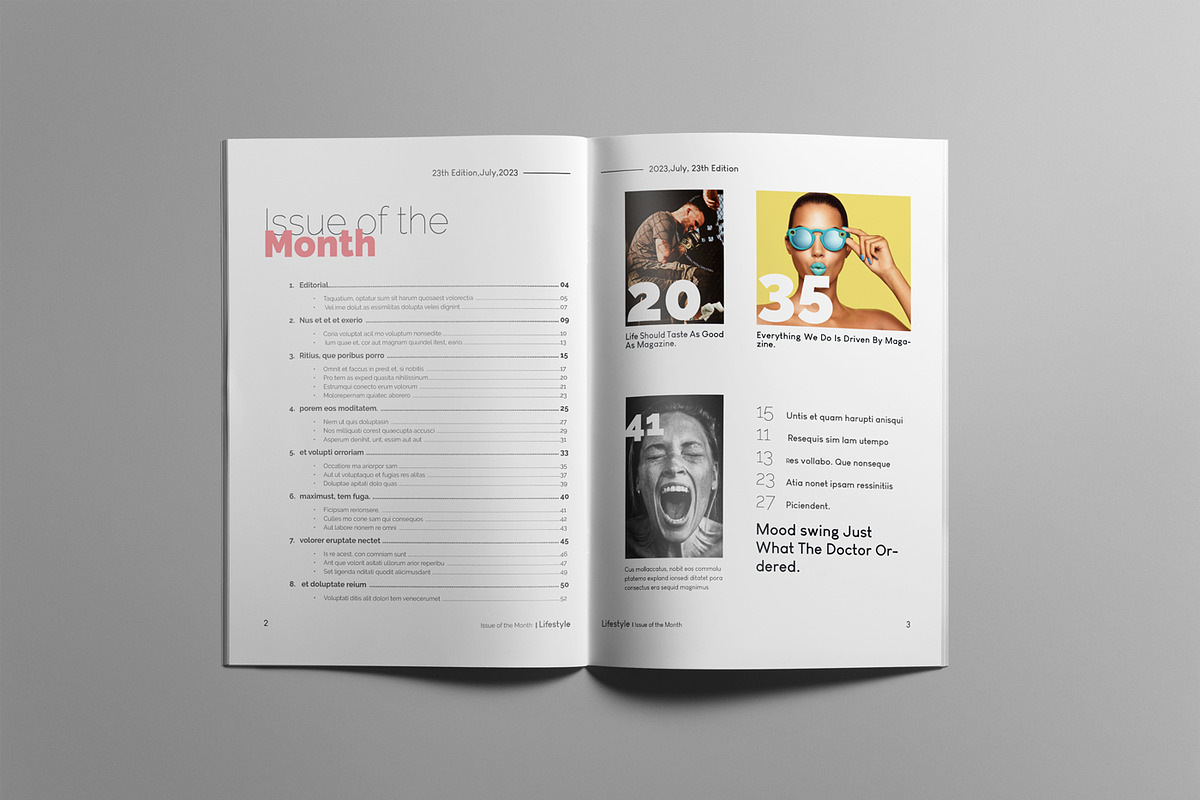 Lifestyle magazine layout 01, a Magazine Template by Swayang (Photo 2 of 22)