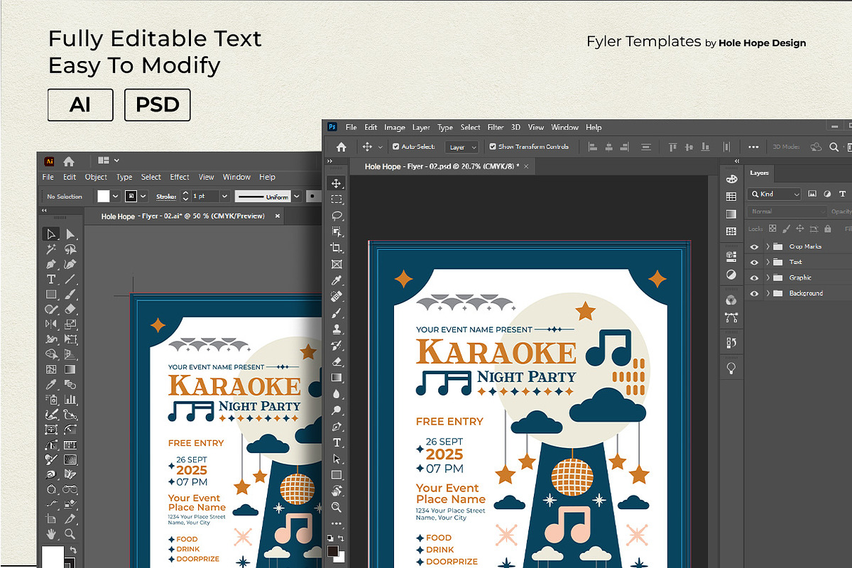 Folk Art Karaoke Night Flyer, a Flyer Template by Hole Hope Design (Photo 8 of 10)