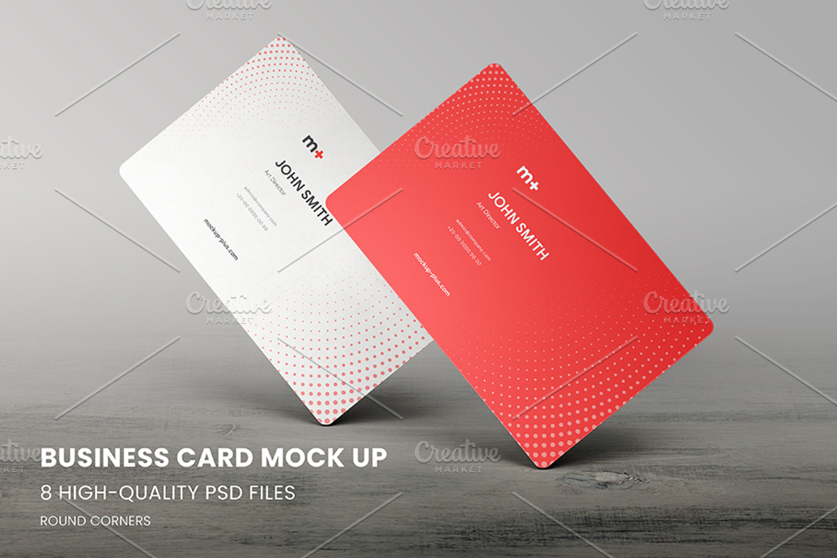 Round Corners Business Card Mockup, an Advertising Mockup by Mockup+ (Photo 1 of 14)