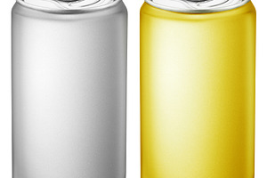 Silver and golden beer cans isolated, a Food & Drink Photo by Volff