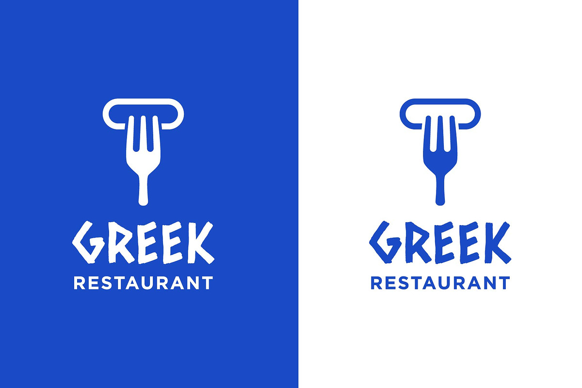 Fork With Greek Coloumn Pillar Logo, a Branding & Logo Template by funpixel