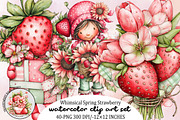 Whimsical Spring Strawberry Clipart, an Illustration by SVGArt (Thumbnail 1 of 9)