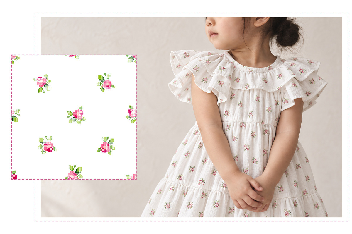 Cross Stitch Roses Seamless Patterns, a Decorative Illustration by Lembrik's Artworks (Photo 4 of 7)