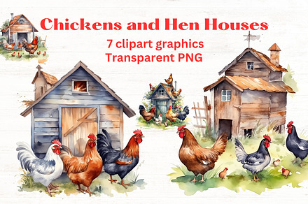 Chicken and Hen House clipart x7