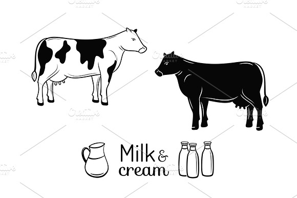 Milk And Cream Emblems Set