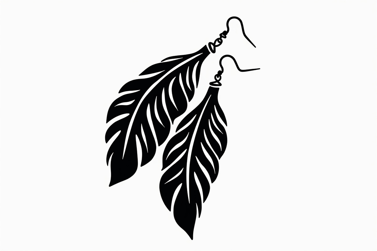 Leaf Earring Silhouette Bundle, a Graphic by balal (Photo 2 of 11)