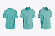 Short Sleeve Button-Up Shirt Mockup, a Product Mockup by OneVectorStock (Thumbnail 1 of 3)