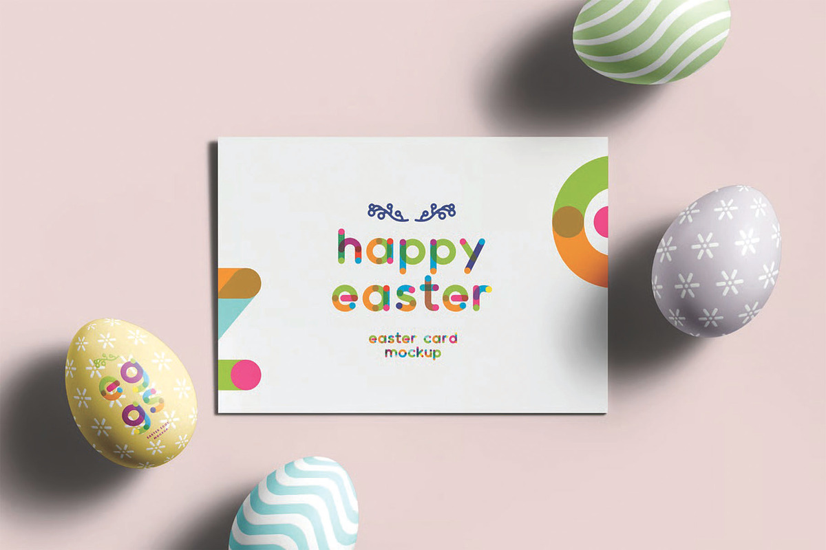 Easter Eggs and Card Mockup, an Advertising Mockup by DesignRushMarket (Photo 5 of 8)
